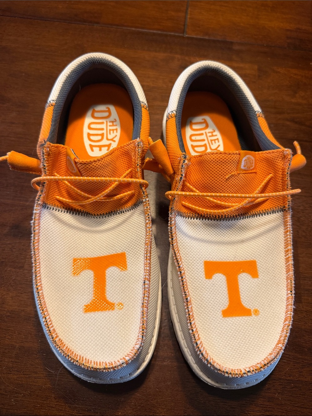 Hey Dude Orange & White T-Logo Slip-Ons
